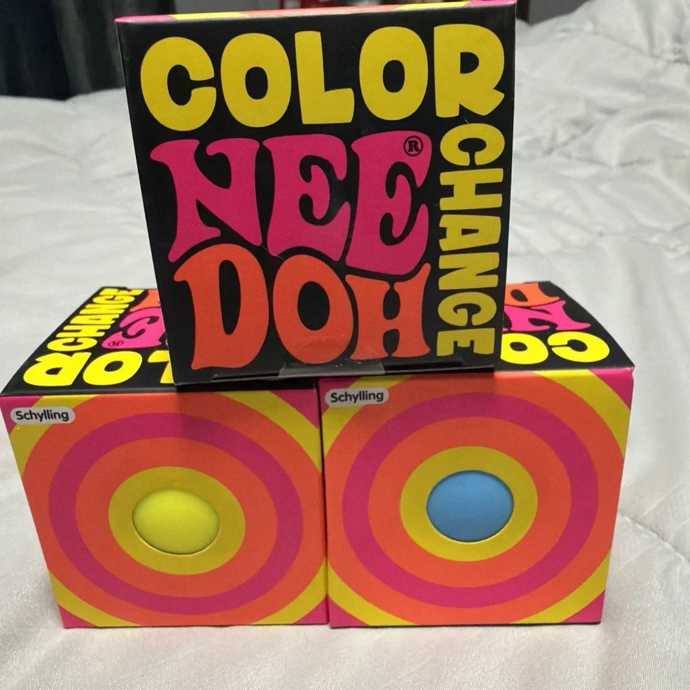 Schylling NeeDoh Color Changing Squishy Lot - Blue, Yellow & Pink